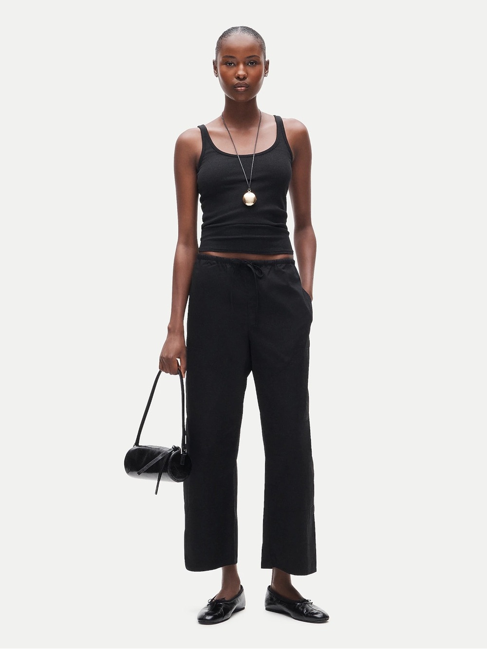 J Crew Luna Pant in black cotton poplin Small
